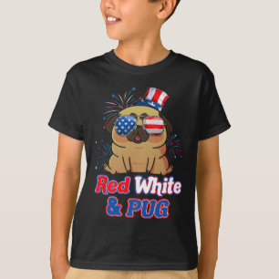 Red White And Pug Independence Day Usa Dog Lover 4 T-Shirt