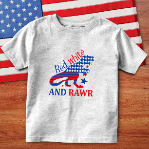 Red White and Rawr 4th of July Dinosaur Toddler T-Shirt