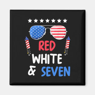 Red White And Seven 7th Birthday 4th Of July Indep Magnet