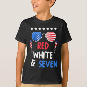 Red White And Seven 7th Birthday 4th Of July Indep T-Shirt