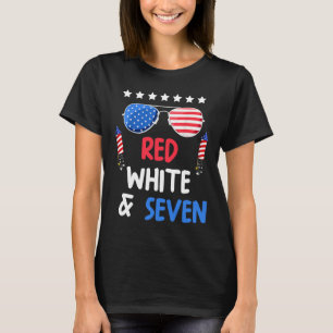 Red White And Seven 7th Birthday 4th Of July Indep T-Shirt