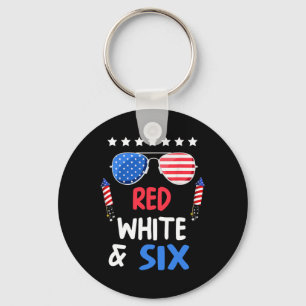 Red White And Six 6th Birthday 4th Of July Indepen Key Ring
