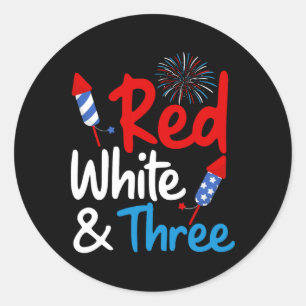 Red White And Three 3rd Birthday 4th Of July Indep Classic Round Sticker