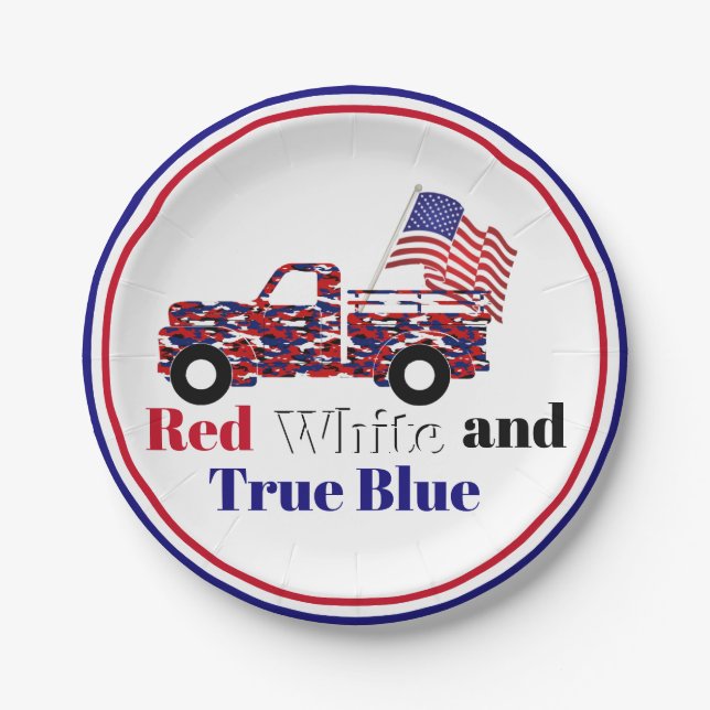 Red white and true blue paper plate (Front)