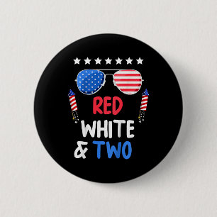 Red White And Two 2nd Birthday 4th Of July Indepen 6 Cm Round Badge