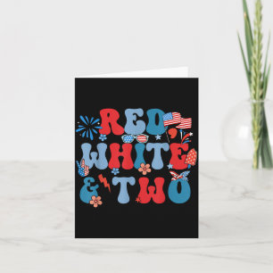 Red White and Two 2nd Birthday Party 4th of July Card