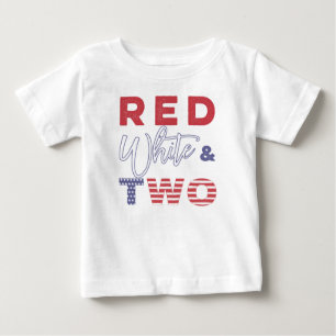 Red White and TWO 2nd Birthday T-shirt