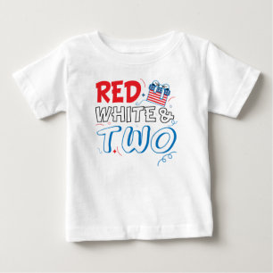 red white and two 4th of July Toddler Birthday Baby T-Shirt