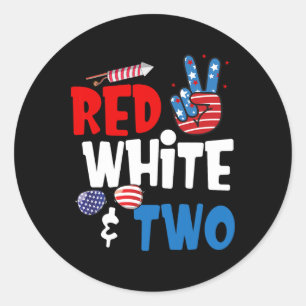 Red White And Two Birthday 4th Of July American 2n Classic Round Sticker