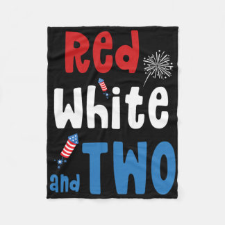 Red White And Two Birthday 4th Of July American 2n Fleece Blanket