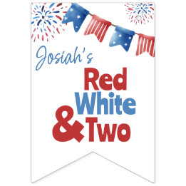 Red White and Two Birthday Party Banner