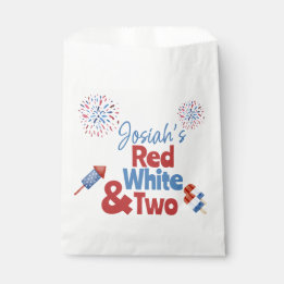 Red White and Two Birthday Party Favour Bags