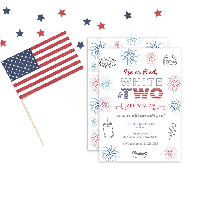 Red White and Two Cookout 2nd Birthday Party Invitation (Creator Uploaded)