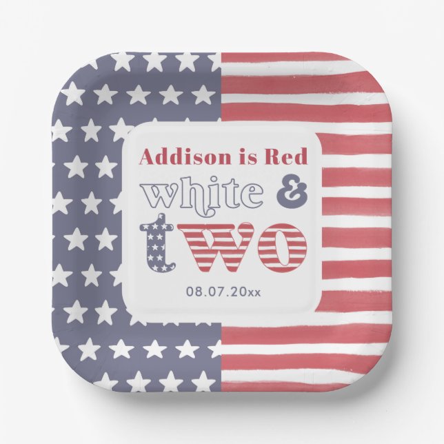 Red White And Two Cookout 2nd Birthday Party Paper Plate (Front)