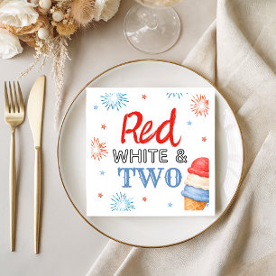 Red White and Two Ice Cream Party Napkins