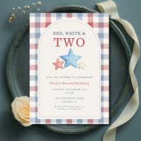 Red White and Two July 4th Gingham Birthday