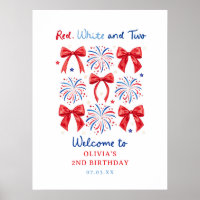 Red White and Two July Girl 2nd Birthday Welcome