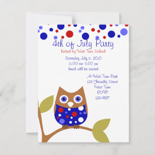 Red White and Who Owl Invitation