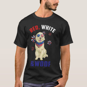 Red White And Woof Cream Golden Retrieve Dog 4th O T-Shirt