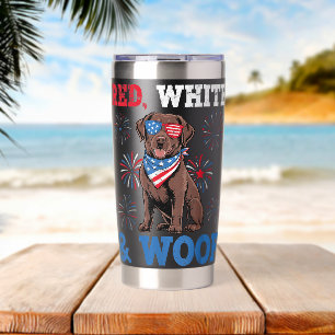 Red White And Woof Labrador Retriever Dog 4th of J Insulated Tumbler