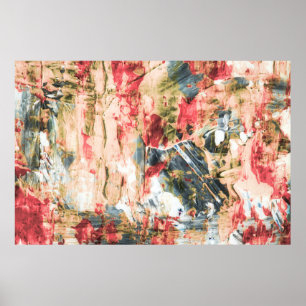 Red white and yellow abstract painting poster