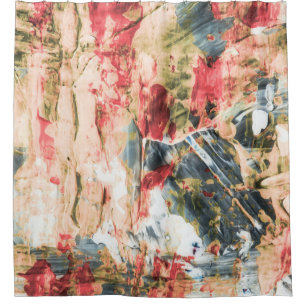 Red white and yellow abstract painting shower curtain