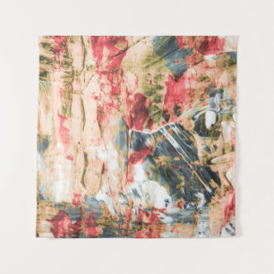 Red white and yellow abstract painting tapestry