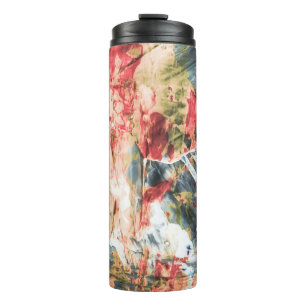 Red white and yellow abstract painting thermal tumbler