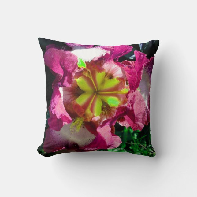 Red, white and yellow Iris Flower Pillow (Front)