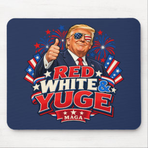 Red White and Yuge Flag Shades Navy Mouse Mat