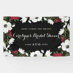 Red & White Anemone Blooms Bridal Shower Banner