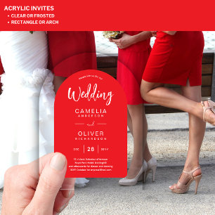 Red White Arch Acrylic Wedding Invites Modern Invitations
