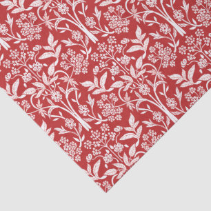 Red & White Art Nouveau Classic Holiday Floral Tissue Paper