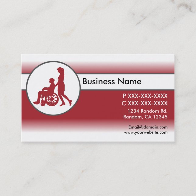 Red white assisted living business cards (Front)