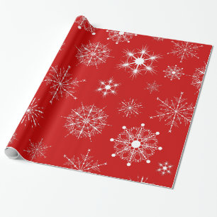 Red & White Assorted Christmas Snowflakes Pattern Wrapping Paper