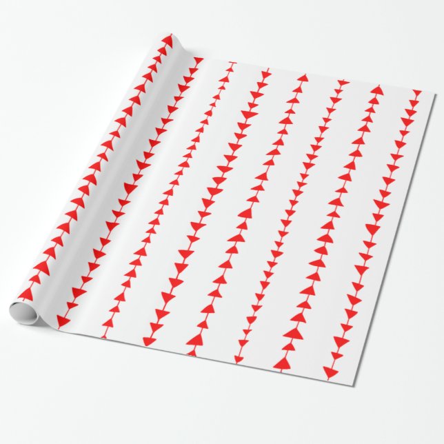 Red White Aztec Arrows Pattern Wrapping Paper (Unrolled)