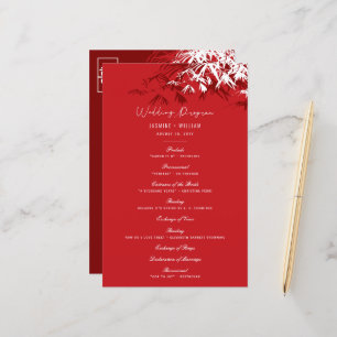 Red/White Bamboo Leaves Chinese Wedding Program