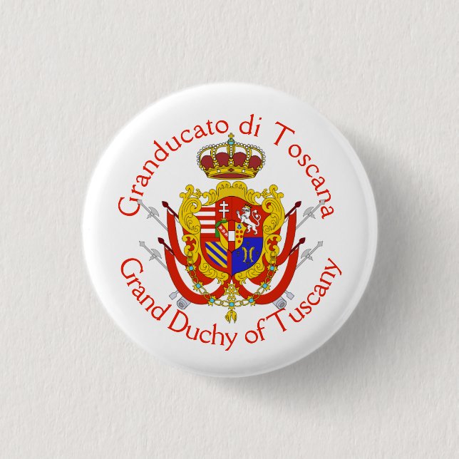Red White Banner Grand Duchy of Tuscany 3 Cm Round Badge (Front)