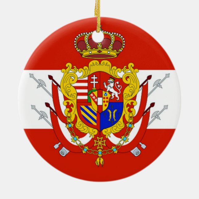 Red White Banner Grand Duchy of Tuscany Ceramic Tree Decoration (Back)