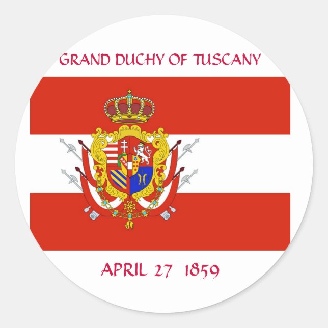 Red White Banner Grand Duchy of Tuscany Classic Round Sticker (Front)