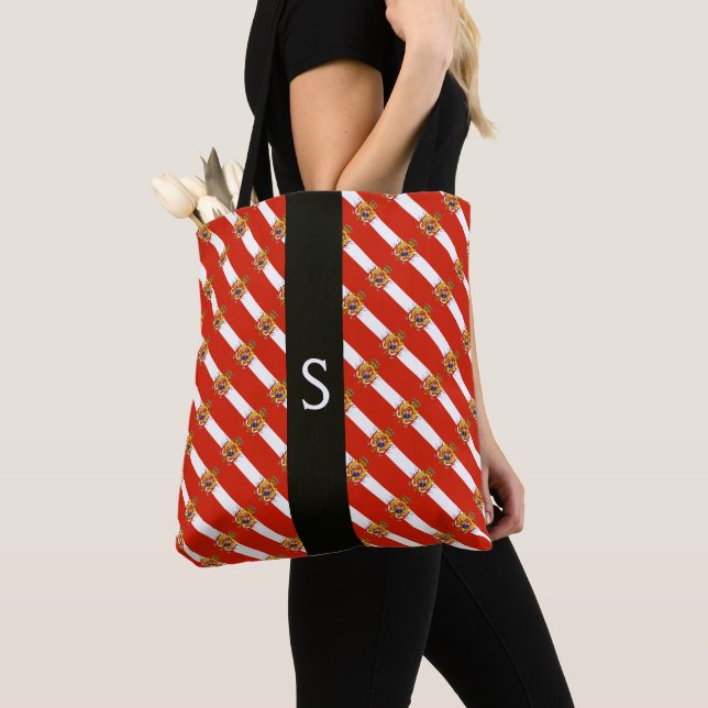 Red White Banner Grand Duchy of Tuscany Monogram Tote Bag (Close Up)