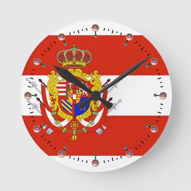 Red White Banner Grand Duchy of Tuscany Round Clock (Front)