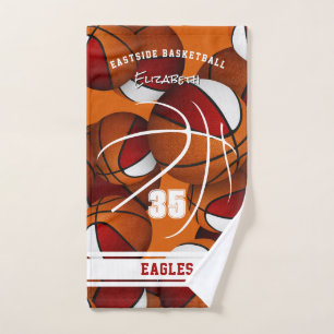 red white basketball team colours athlete name hand towel