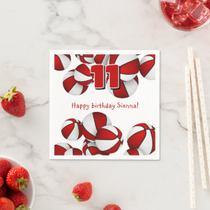 red white basketballs kids birthday party napkin