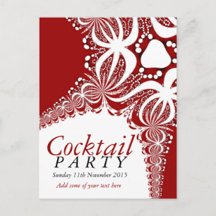 Red White Batik Cocktail Party Invitation Postcard