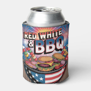 Red White & BBQ Can Cooler