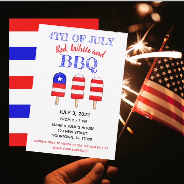 Red, White & BBQ Popsicle Party Invitation (Creator Uploaded)