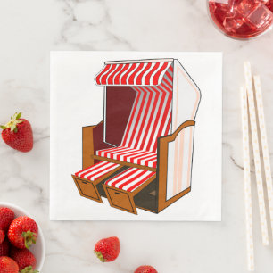 Red & White Beach Chair Theme Party Paper Napkins