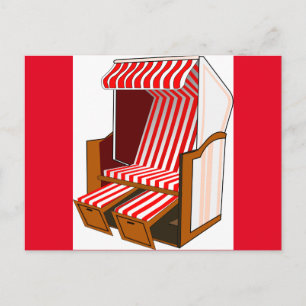 Red & White Beach Chair Theme Postcard