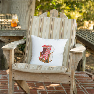 Red & White Beach Chair Theme Throw Pillow